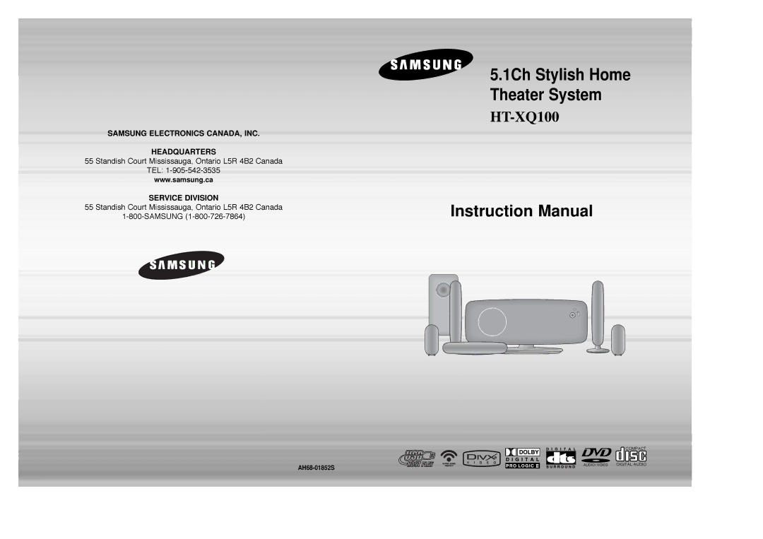 Samsung HT-XQ100 instruction manual 1Ch Stylish Home Theater System 