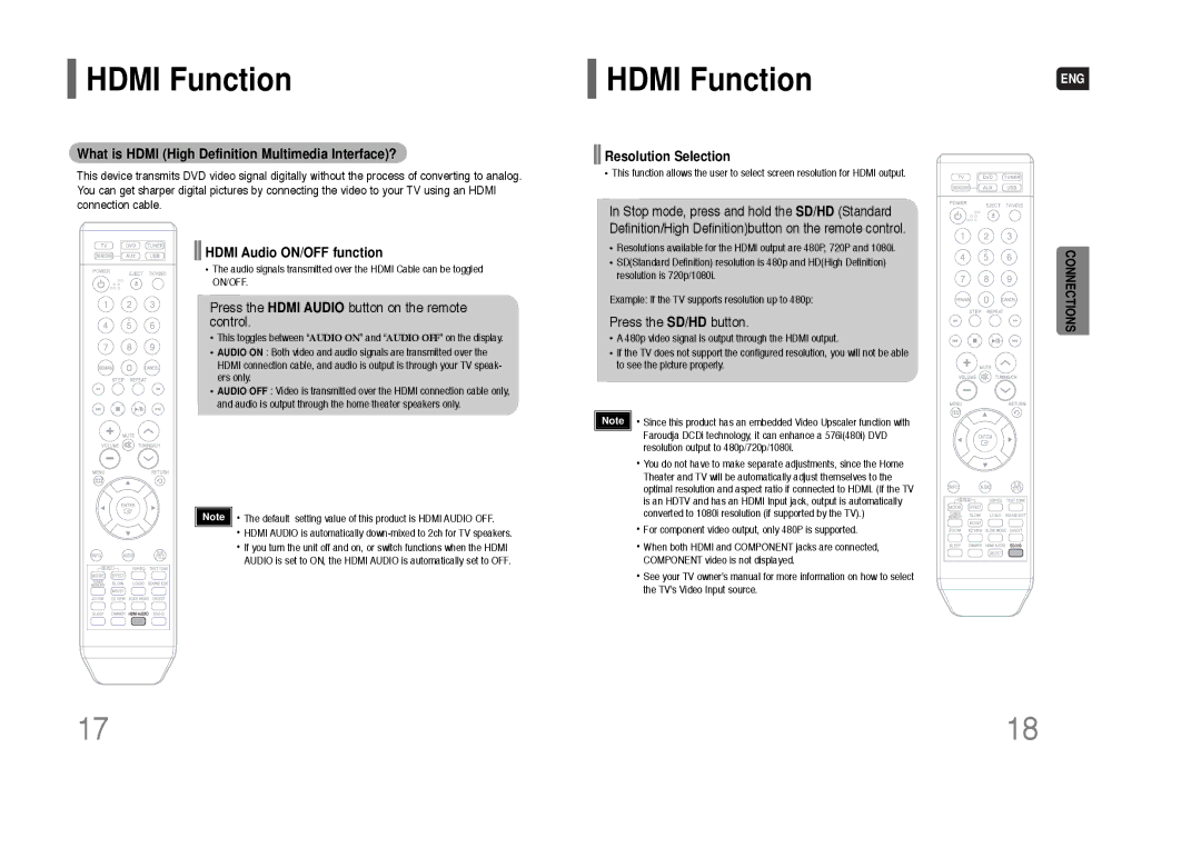 Samsung HT-XQ100 Hdmi Function, What is Hdmi High Definition Multimedia Interface?, Hdmi Audio ON/OFF function 