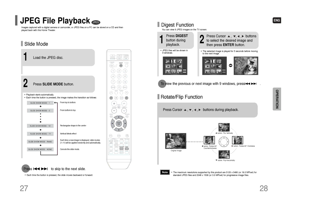 Samsung HT-XQ100 instruction manual Jpeg File Playback 