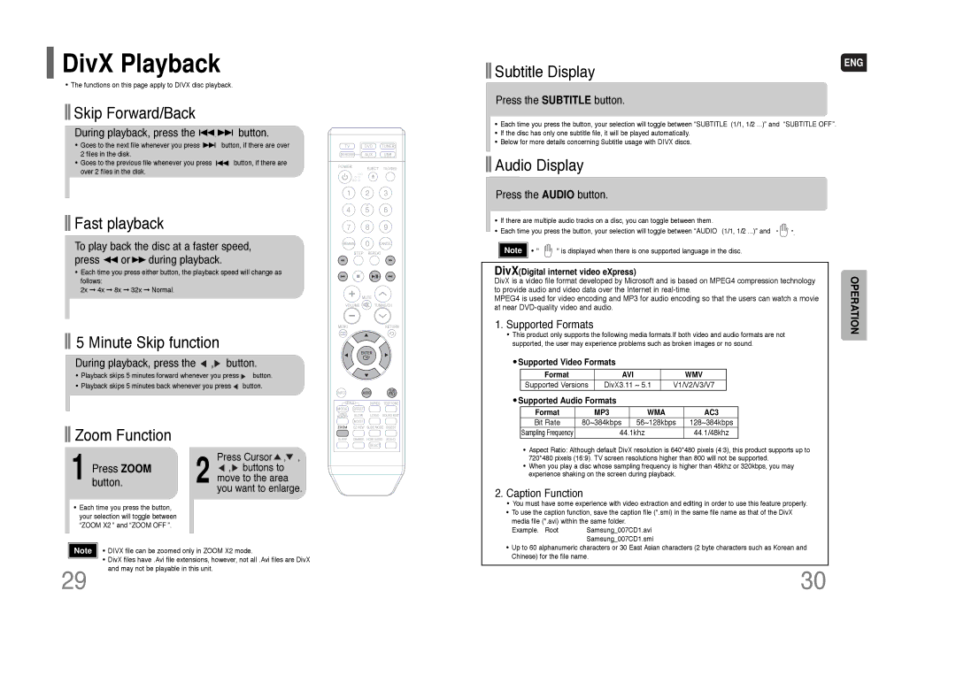 Samsung HT-XQ100 instruction manual DivX Playback 