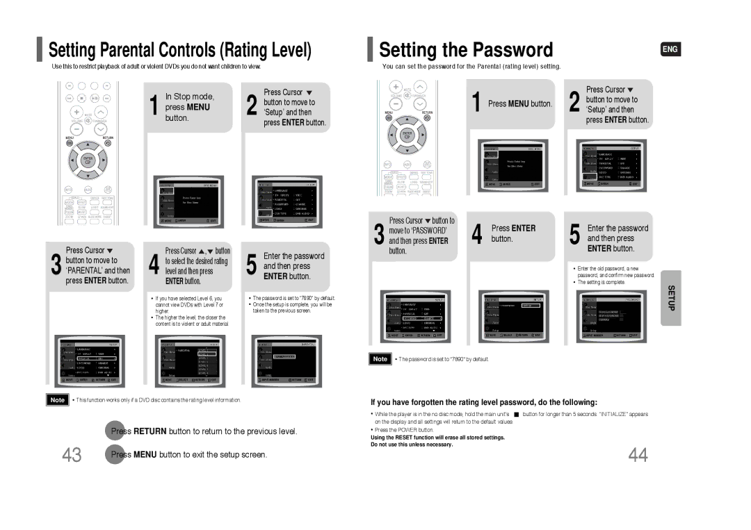 Samsung HT-XQ100G instruction manual Setting the Password 