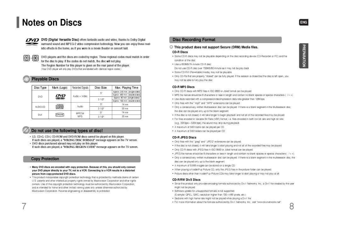 Samsung HT-XQ100G instruction manual Copy Protection, This product does not support Secure DRM Media files 