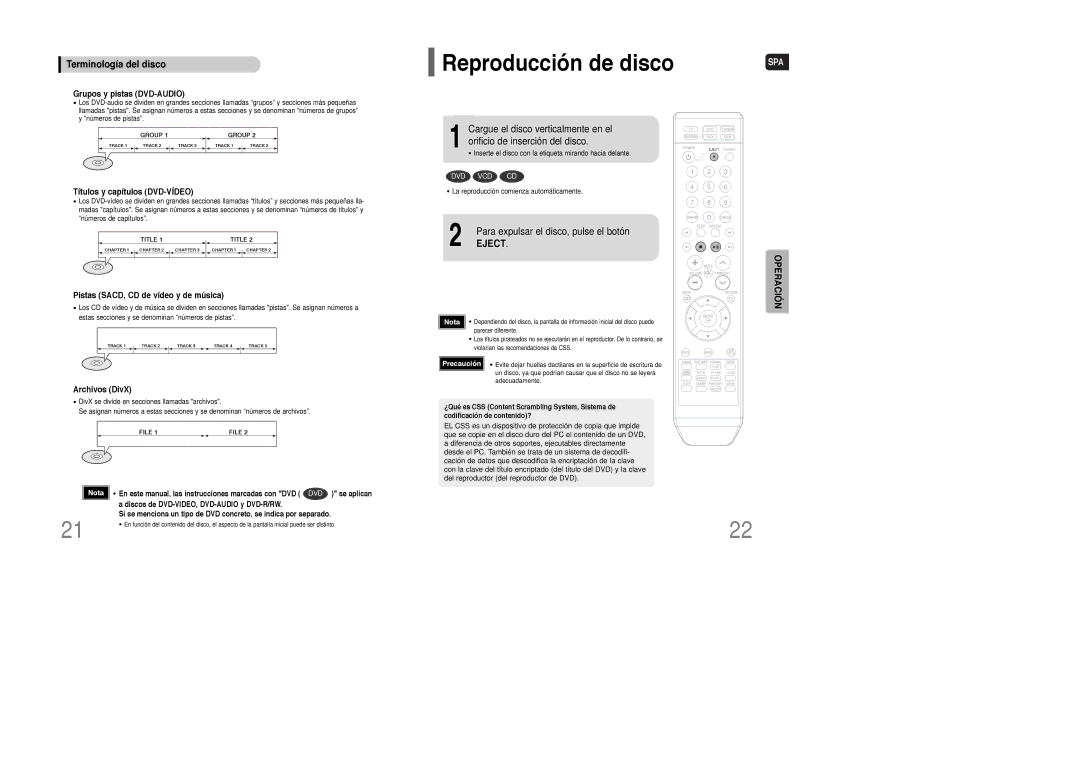 Samsung HT-Q100T/XEC, HT-XQ100R/ELS, HT-Q100WR/ELS manual Terminología del disco, Para expulsar el disco, pulse el botón 