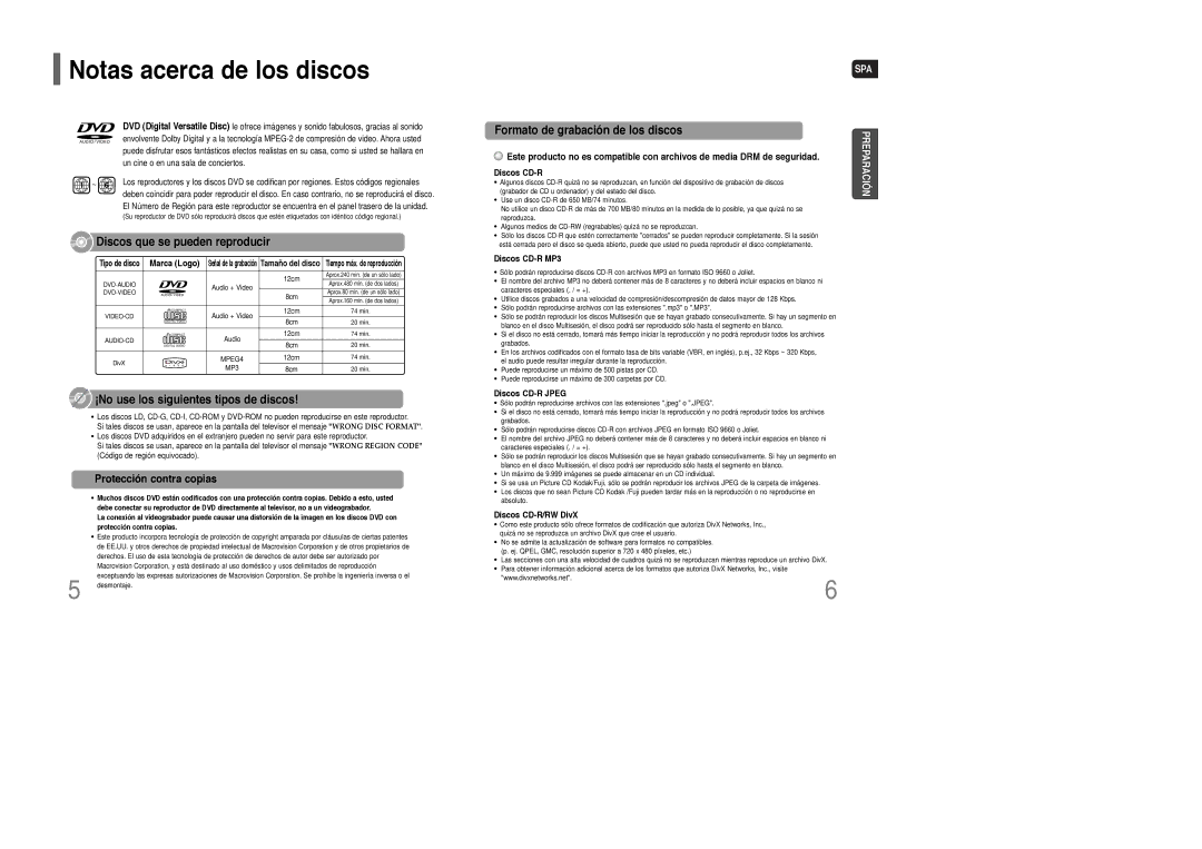 Samsung HT-Q100T/XEC, HT-XQ100R/ELS, HT-Q100WR/ELS, HT-Q100R/ELS manual Notas acerca de los discos, Protección contra copias 