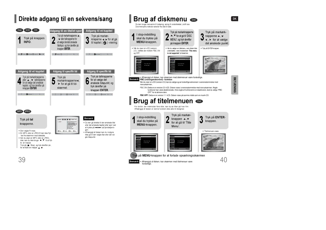 Samsung HT-XQ100WR/ELS, HT-XQ100R/ELS, HT-Q100WR/ELS, HT-Q100R/ELS, HT-Q100T/XEE, HT-XQ100T/XEE manual Brug af titelmenuen Dvd 