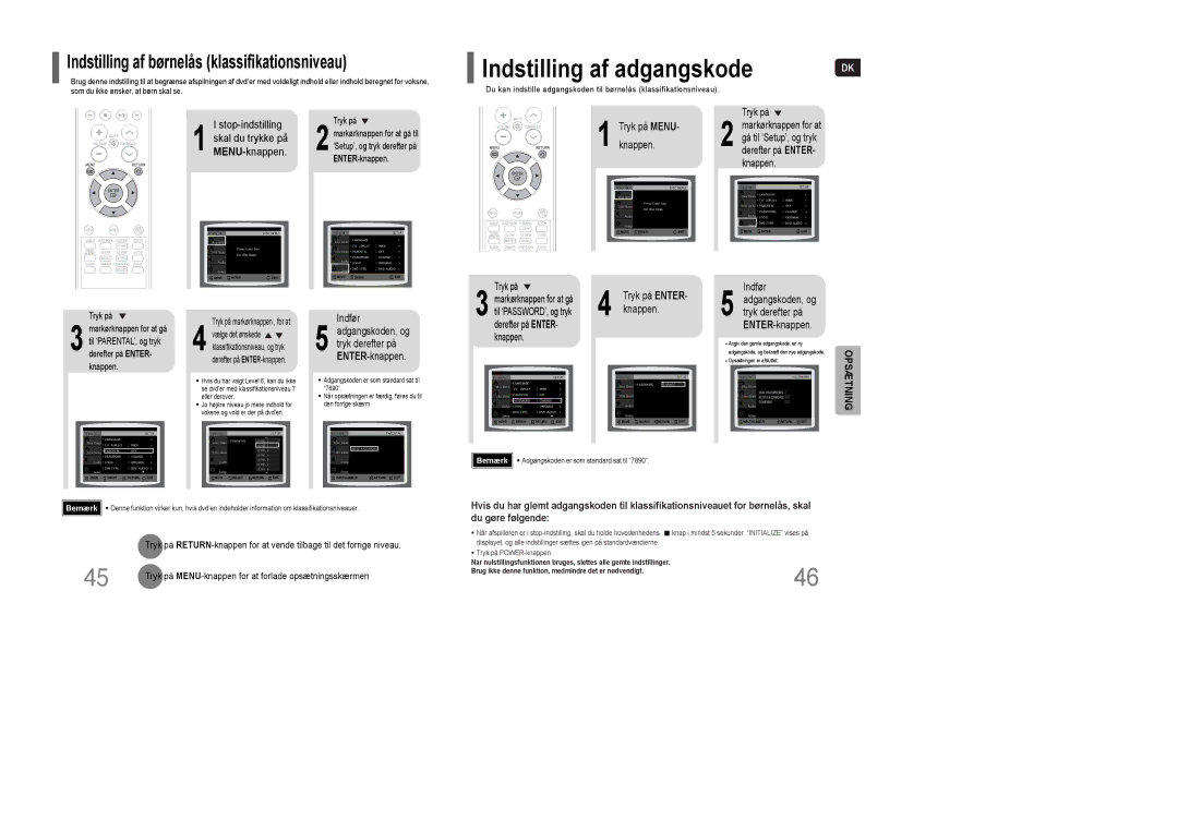 Samsung HT-XQ100R/ELS, HT-Q100WR/ELS, HT-Q100R/ELS, HT-XQ100WR/ELS manual Stop-indstilling, Skal du trykke på, MENU-knappen 