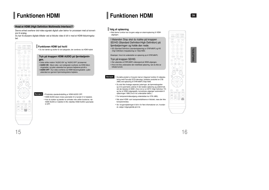 Samsung HT-XQ100WR/ELS, HT-XQ100R/ELS Hvad er Hdmi High Definition Multimedia Interface?, Funktionen Hdmi lyd fra/til 