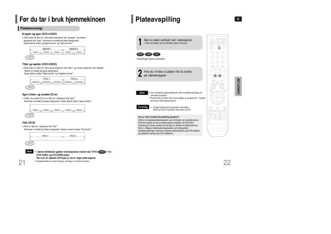 Samsung HT-XQ100R/ELS, HT-Q100WR/ELS manual Plateavspilling, Plateterminologi, Mat en plate vertikalt ned i platesporet 