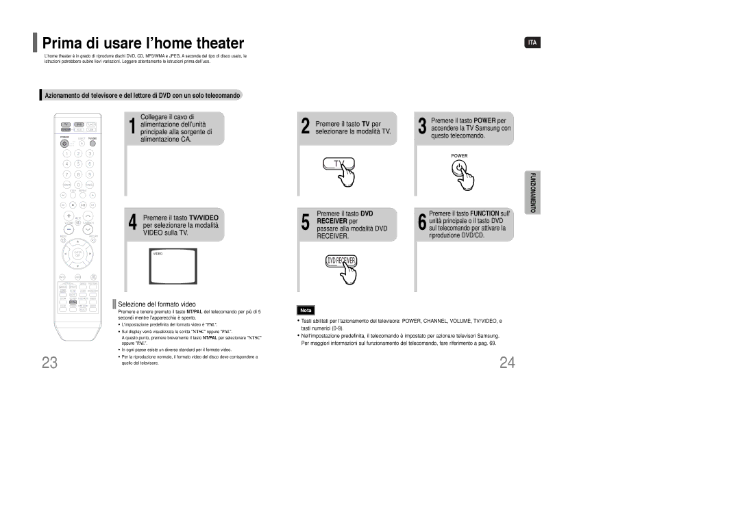 Samsung HT-TXQ100R/ELS, HT-XQ100R/ELS, HT-XQ100T/XET manual Prima di usare l’home theater, Selezione del formato video 