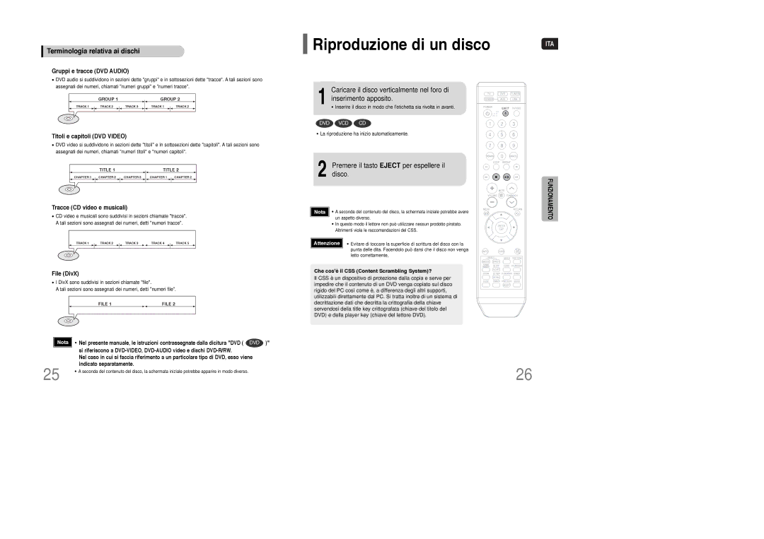 Samsung HT-XQ100T/XET, HT-XQ100R/ELS, HT-TXQ100R/ELS manual Riproduzione di un disco, Terminologia relativa ai dischi 