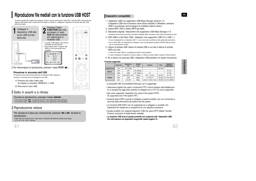 Samsung HT-TXQ100R/ELS, HT-XQ100R/ELS Dispositivi compatibili, Per interrompere la riproduzione, premere il tasto Stop 