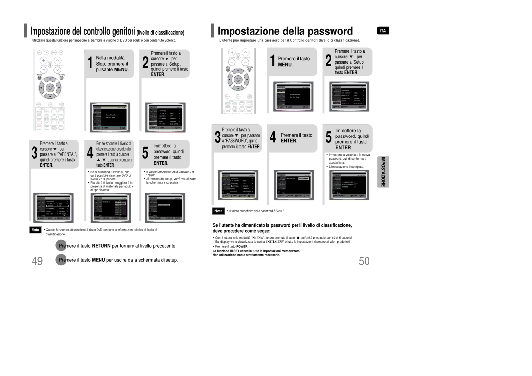 Samsung HT-XQ100T/XET, HT-XQ100R/ELS, HT-TXQ100R/ELS Premere il tasto Menu, Immettere la, Password, quindi premere il tasto 