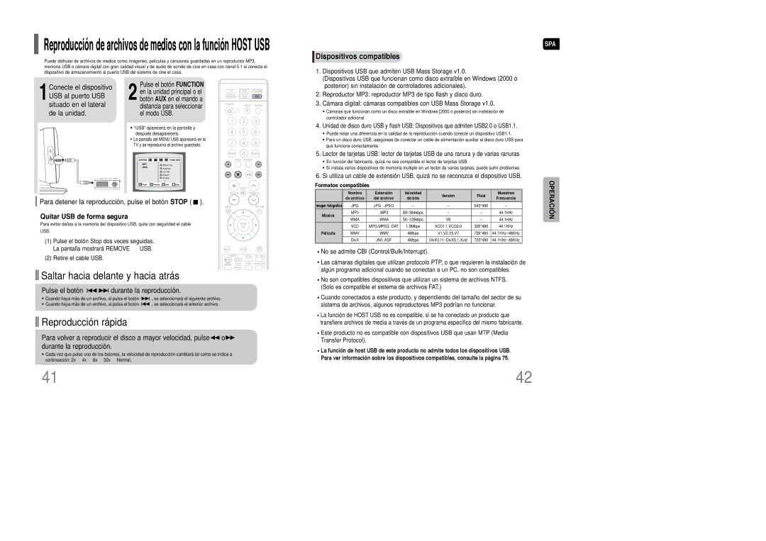 Samsung HT-XQ100T/OMX, HT-XQ100R/ELS Saltar hacia delante y hacia atrás, Para detener la reproducción, pulse el botón Stop 