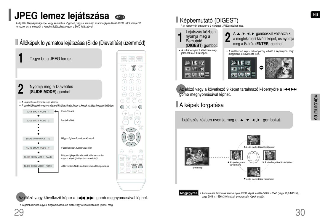 Samsung HT-XQ100R/ELS Jpeg lemez lejátszása Jpeg, Meg a Beírás Enter gombot, Lejátszás közben nyomja meg a , , , gombokat 