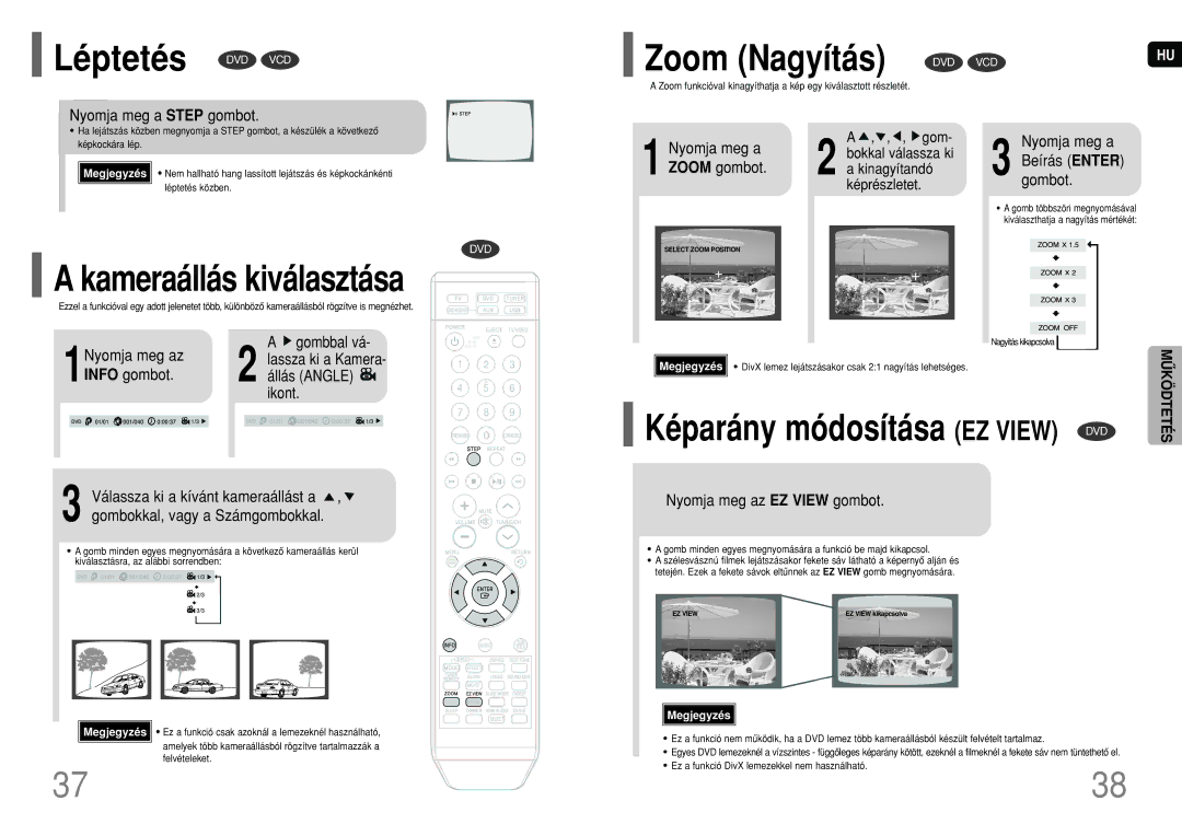 Samsung HT-XQ100T/XEC manual Nyomja meg a Step gombot, Gombot, Nyomja meg az Gombbal vá, Info gombot Állás Angle Ikont 