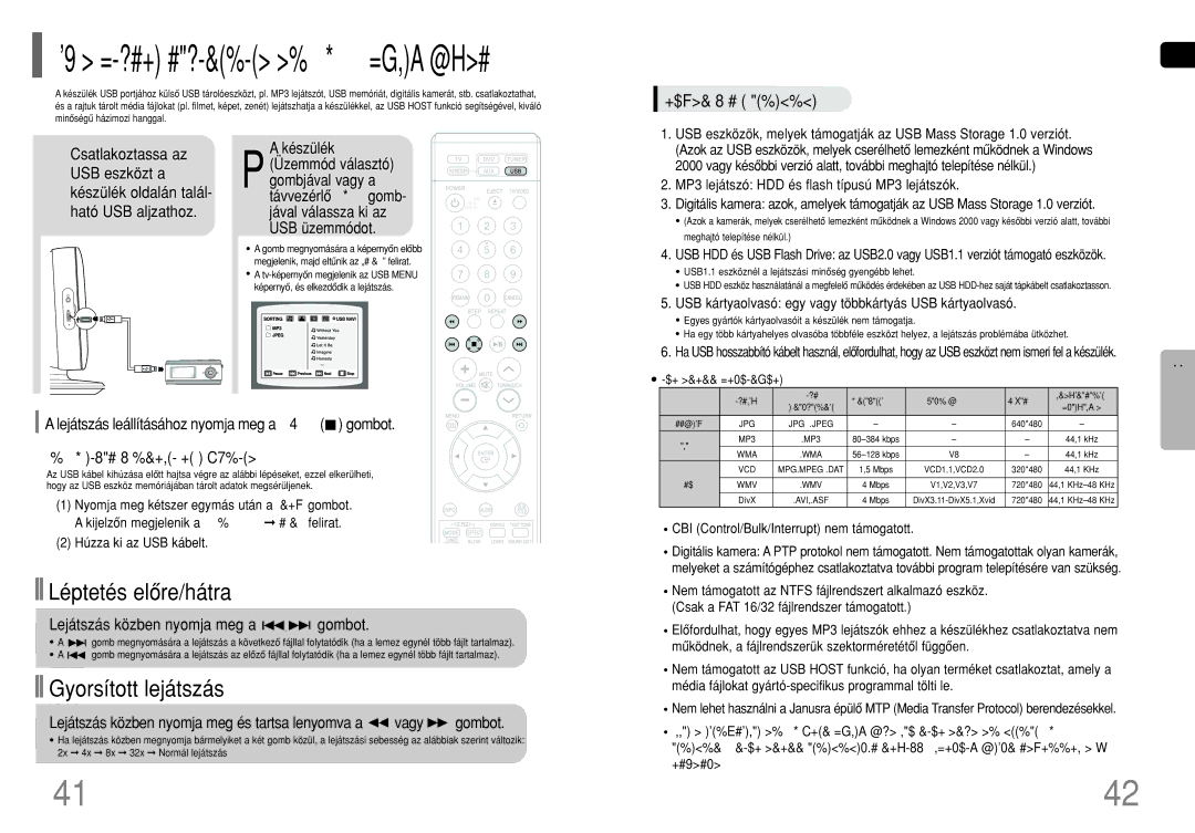 Samsung HT-XQ100T/XEH manual Kompatibilis eszközök, Készülék Function, Lejátszás leállításához nyomja meg a Stop gombot 