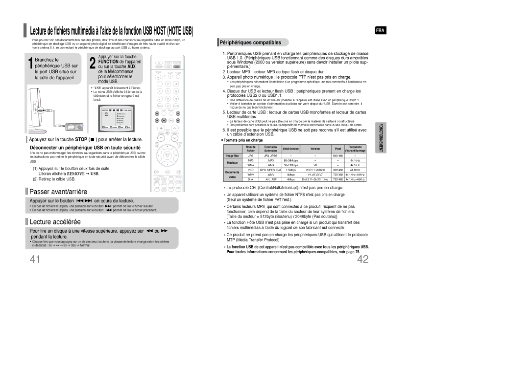 Samsung HT-XQ100T/XEF manual Appuyez sur la touche Stop pour arrêter la lecture, Appuyer sur le bouton en cours de lecture 