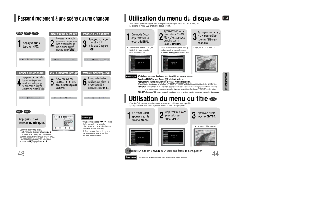 Samsung HT-XQ100T/XEF manual Utilisation du menu du titre DVD, Appuyez sur les touches numériques 