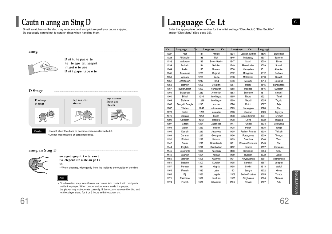 Samsung HT-Z110 user manual Language Code List, Code Language 