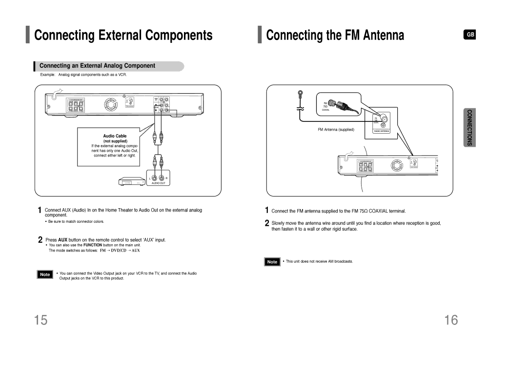 Samsung HT-Z110 user manual Connecting an External Analog Component, Audio Cable 