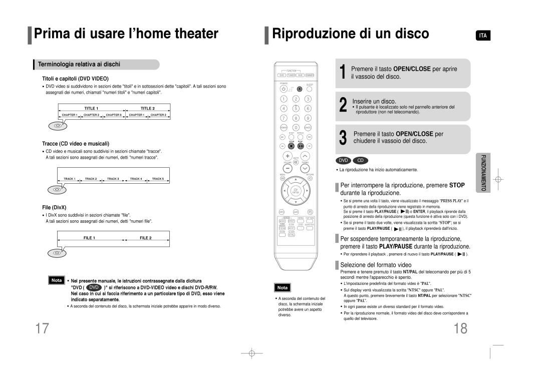 Samsung HT-Z110NT/XET, HT-Z110R/XET manual Prima di usare l’home theater, Terminologia relativa ai dischi 