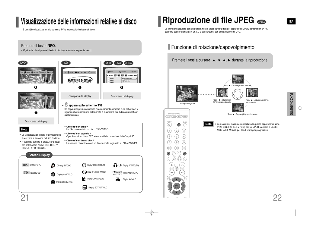 Samsung HT-Z110NT/XET, HT-Z110R/XET manual Riproduzione di file Jpeg Jpeg, Premere il tasto Info, Appare sullo schermo TV 