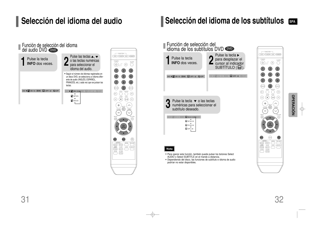 Samsung HT-Z110NT/XET, HT-Z110R/EDC, HT-Z110NT/EDC manual Pulse la tecla Info dos veces, Pulse la tecla Para desplazar el 