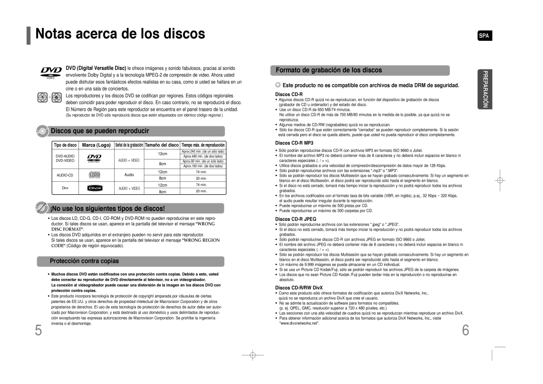 Samsung HT-Z110T/MEA, HT-Z110R/EDC, HT-Z110NT/EDC, HT-Z110NT/XET manual Notas acerca de los discos, Protección contra copias 