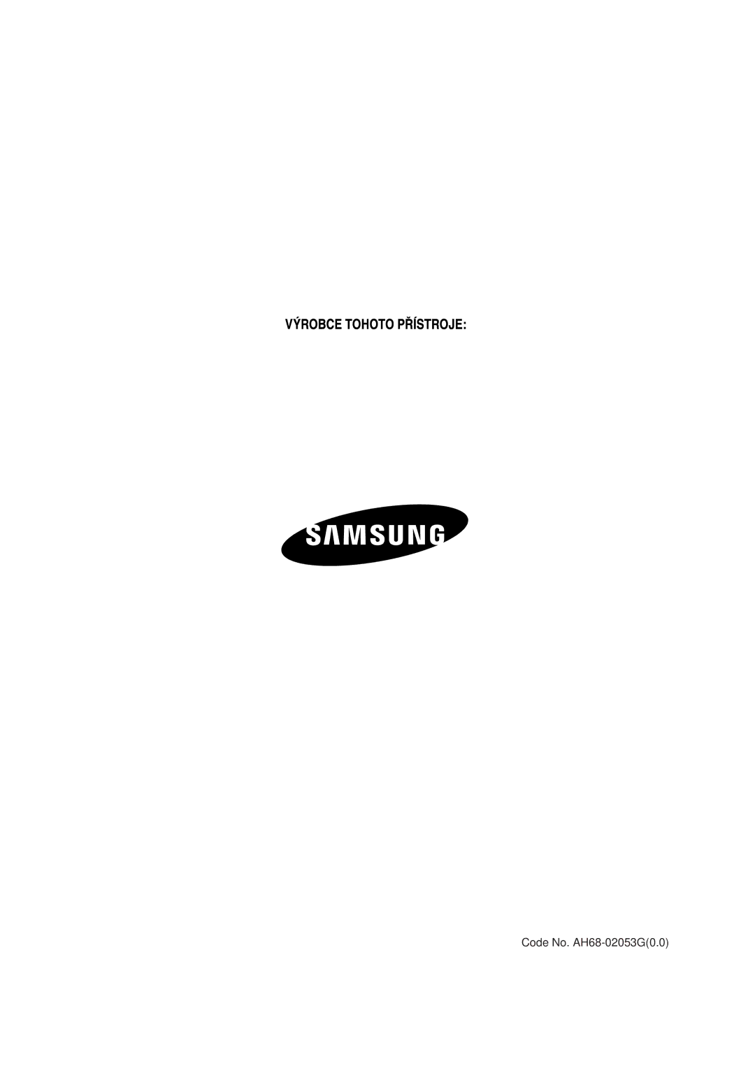 Samsung HT-Z110R/EDC, HT-Z110NT/EDC manual Code No. AH68-02053G0.0 