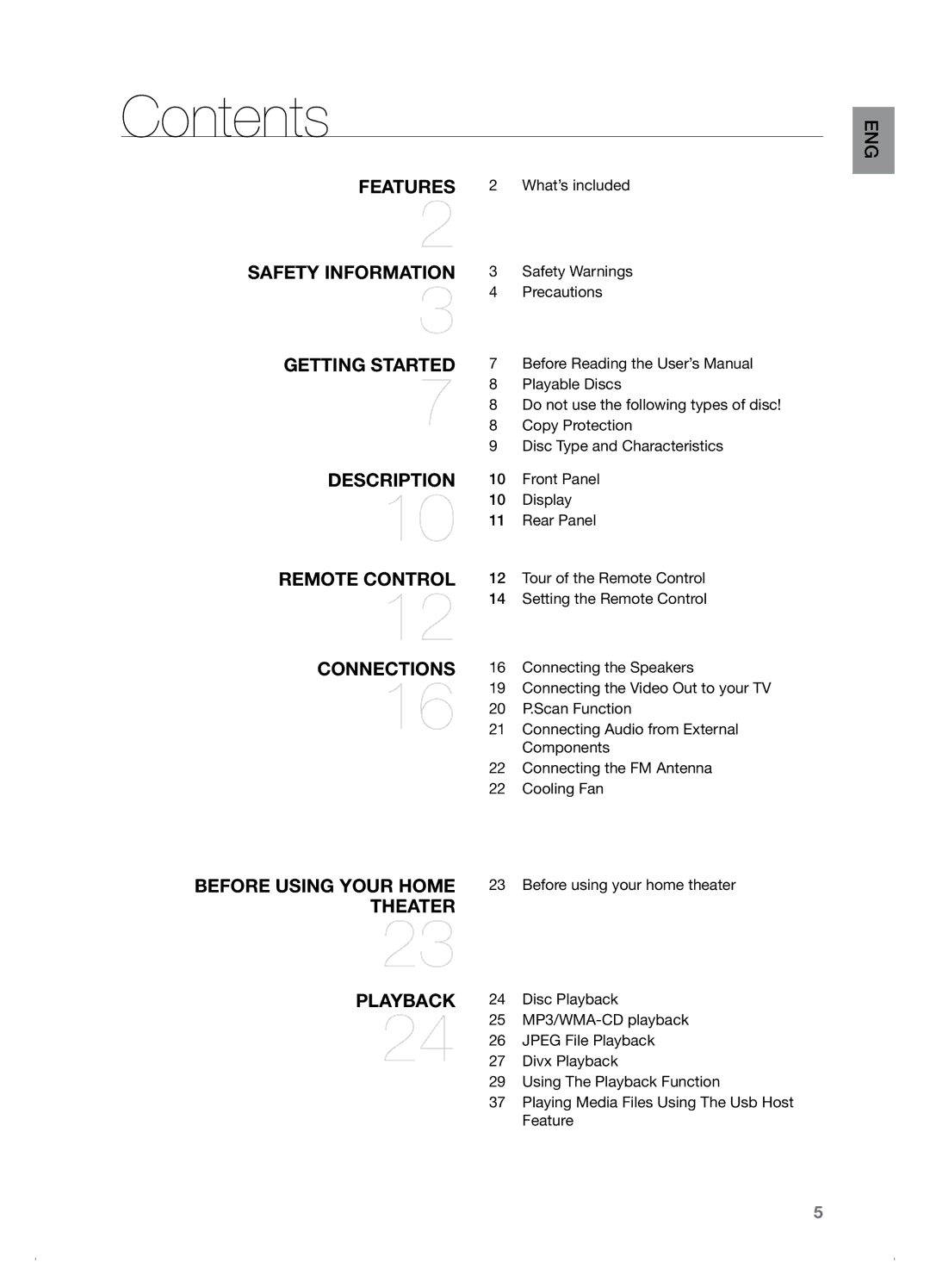 Samsung HT-Z120, HT-TZ122 manual Contents 