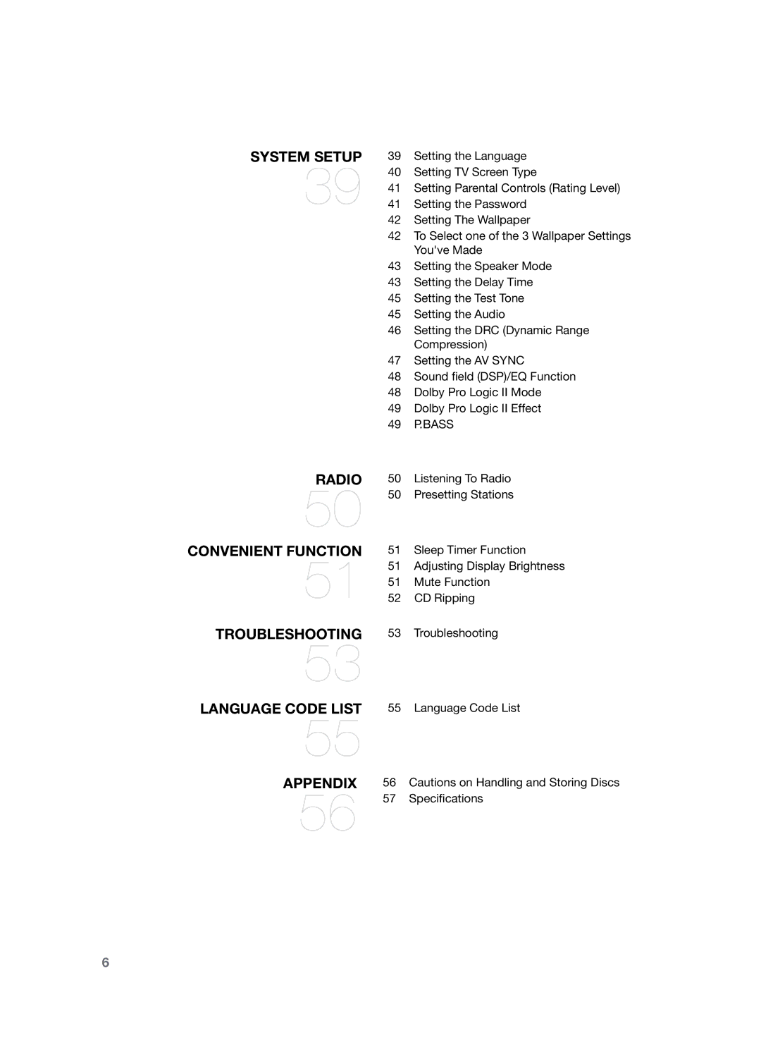 Samsung HT-Z120T/SIM, HT-Z120T/EDC, HT-Z120T/XEF, HT-Z120T/XET, HT-Z120T/FMC 49 P.BASS, Language Code List Specifications 