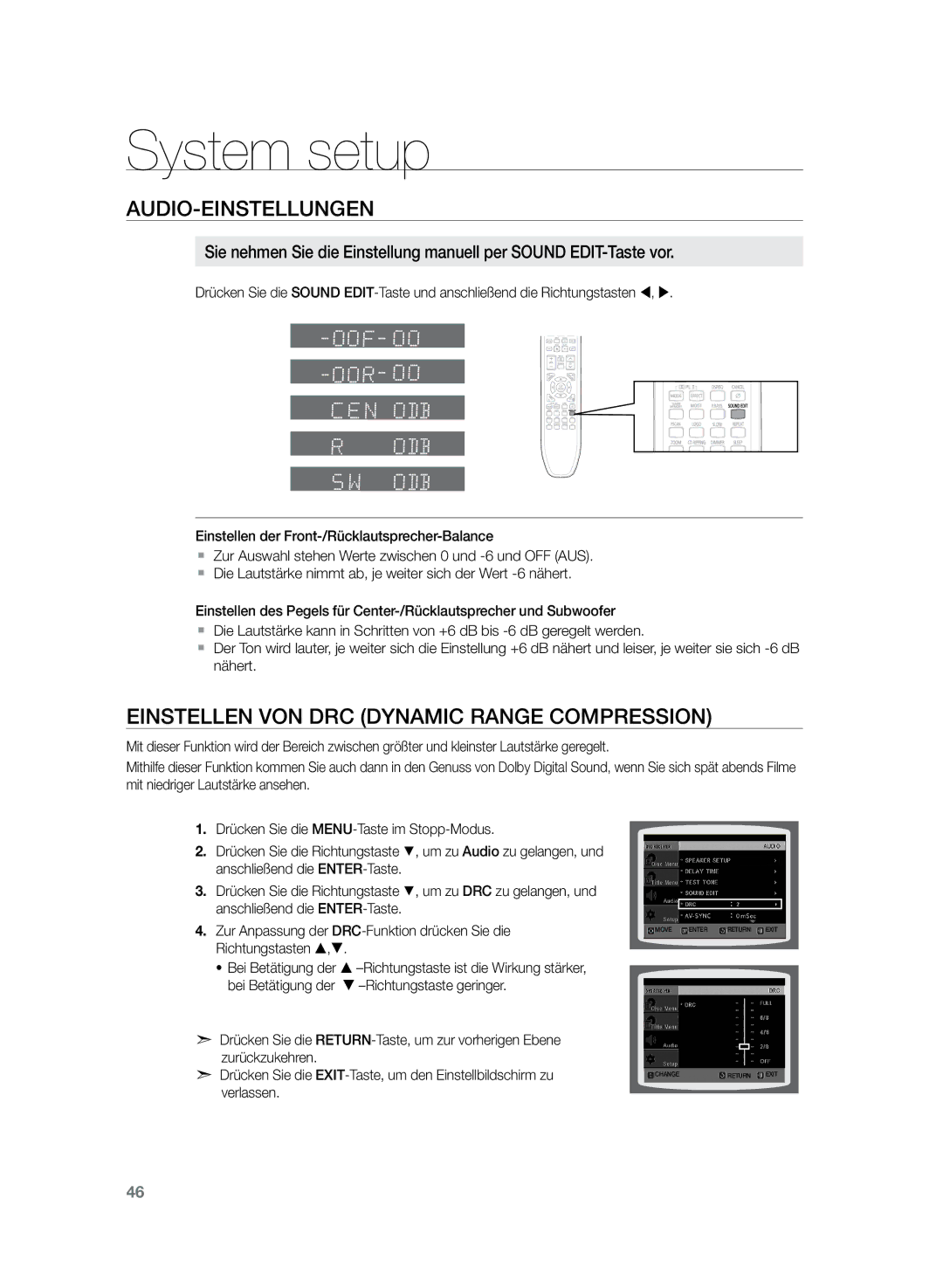 Samsung HT-Z120T/EDC, HT-Z120T/XEF manual Einstellen von DRC Dynamic Range Compression 