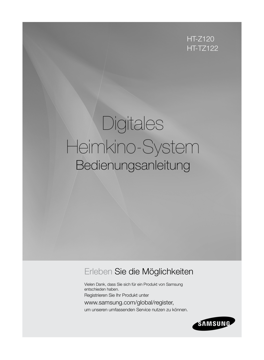 Samsung HT-Z120T/XEF, HT-Z120T/EDC manual Digitales Heimkino-System, Bedienungsanleitung, Erleben Sie die Möglichkeiten 