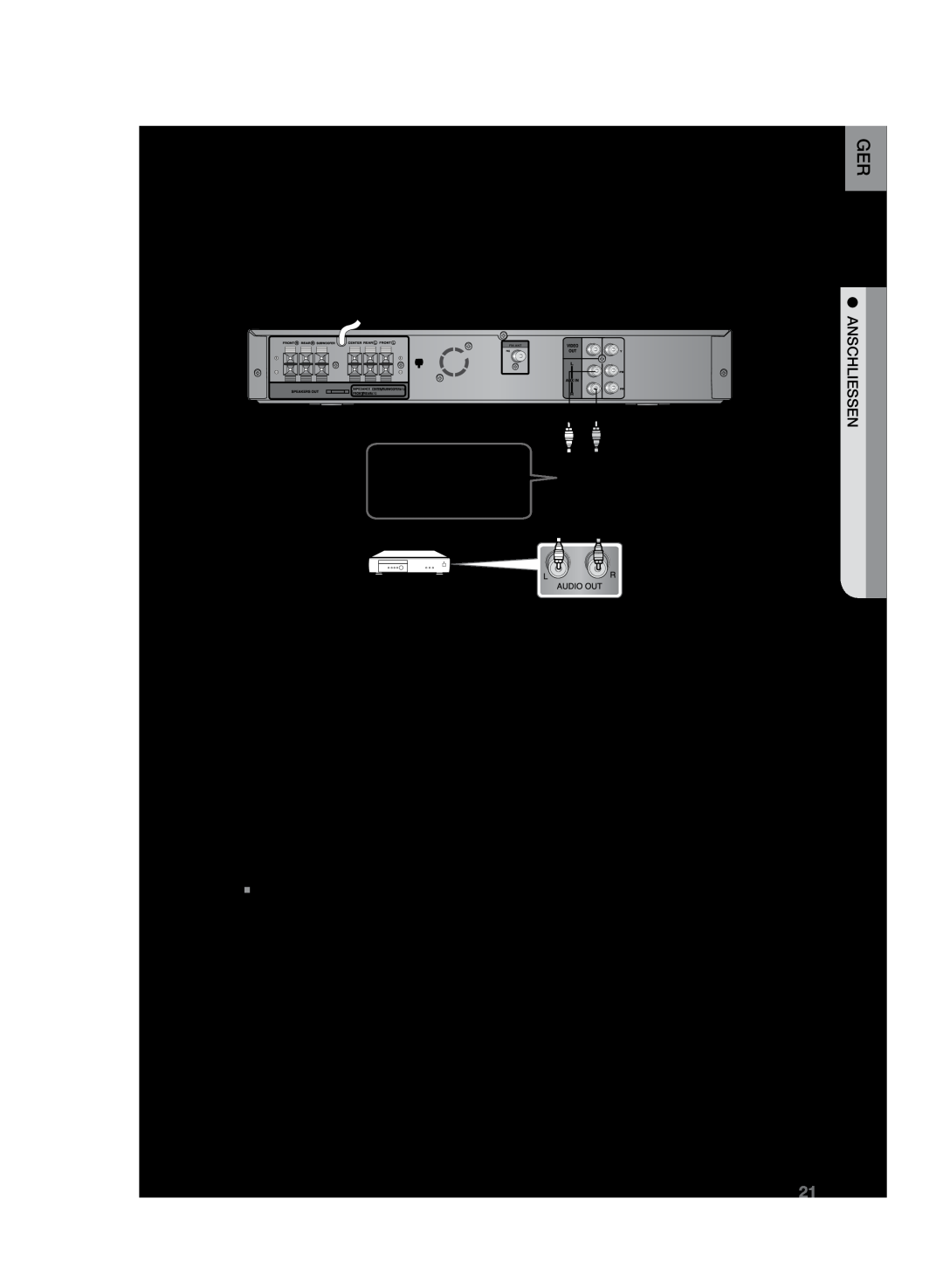 Samsung HT-Z120T/XEF manual Verbinden des Audioanschlusses von externen Komponenten, Ein externes Analoggerät anschließen 