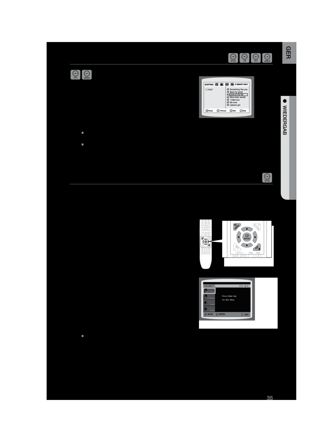 Samsung HT-Z120T/XEF Benutzen des Disk-Menüs, dBAG, Wiedergabefunktion, Eine Szene/ein Musikstück direkt aufrufen, Move 