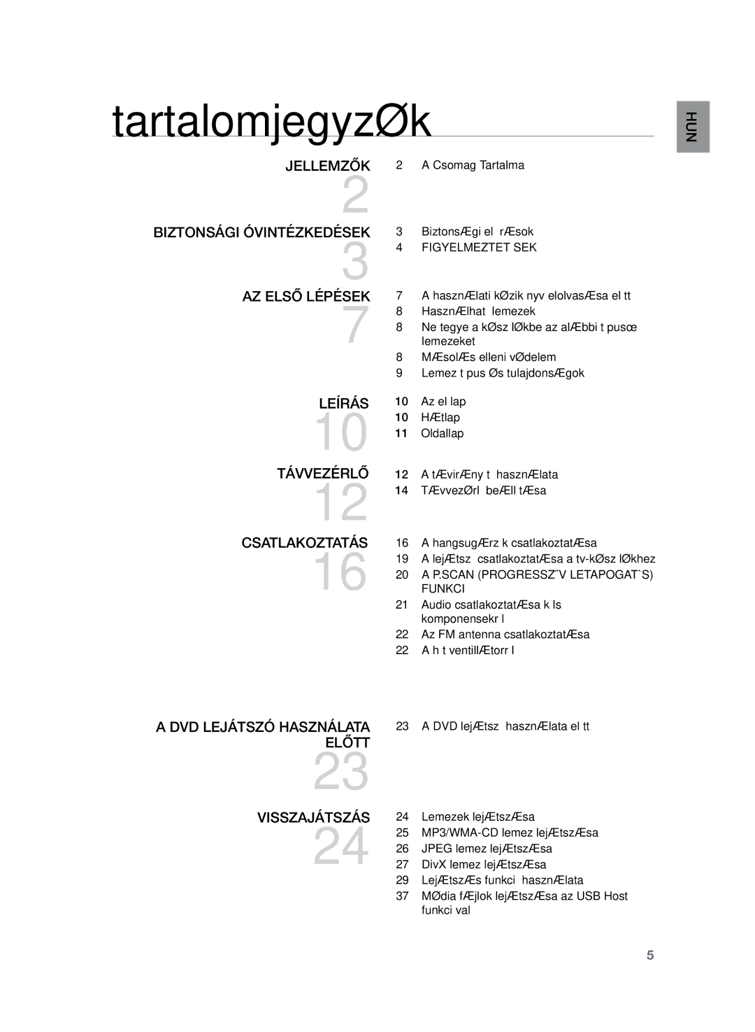 Samsung HT-Z120T/XET, HT-Z120T/EDC manual Tartalomjegyzék 