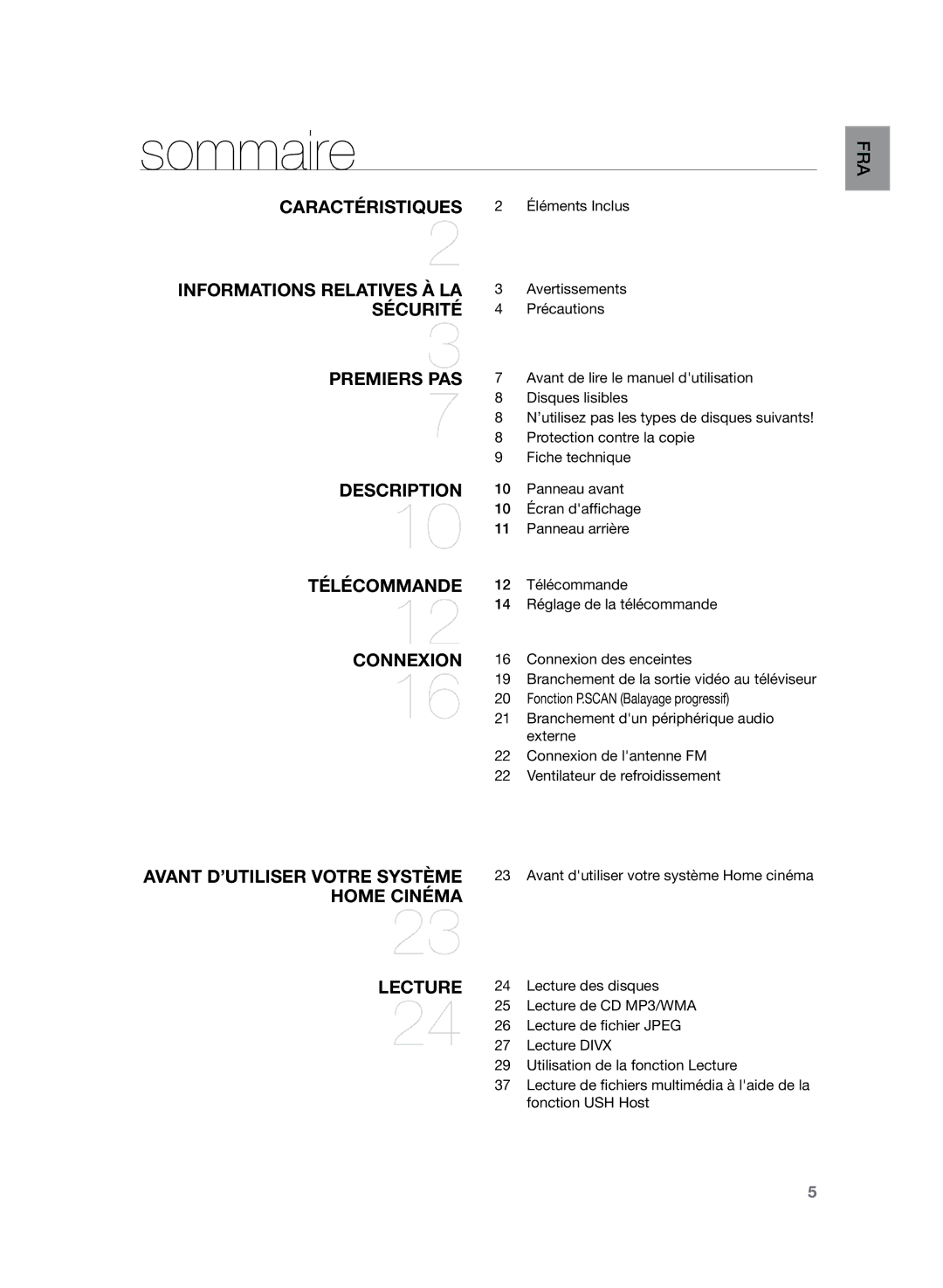 Samsung HT-Z120T/XEF manual Sommaire 