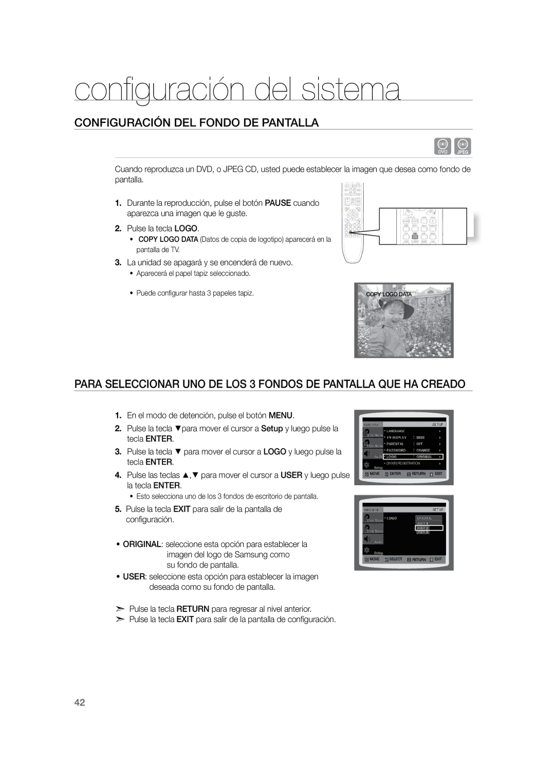 Samsung HT-Z210R/EDC, HT-Z120T/XET manual Configuración del fondo de pantalla, La unidad se apagará y se encenderá de nuevo 