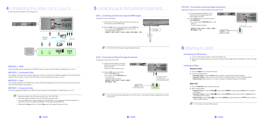 Samsung HT-Z210R/XET, HT-Z210R/EDC, HT-Z210R/XEF, HT-Z210M/MEA, HT-Z210R/XEE manual Listening to radio 