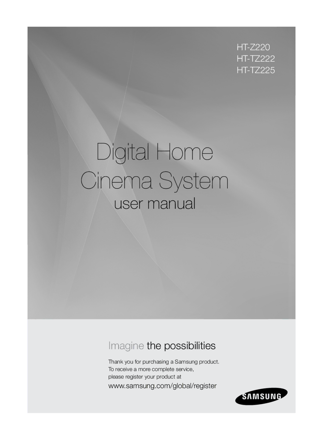 Samsung HT-TZ222, HT-Z220, HT-TZ225 user manual Digital Home Cinema System 