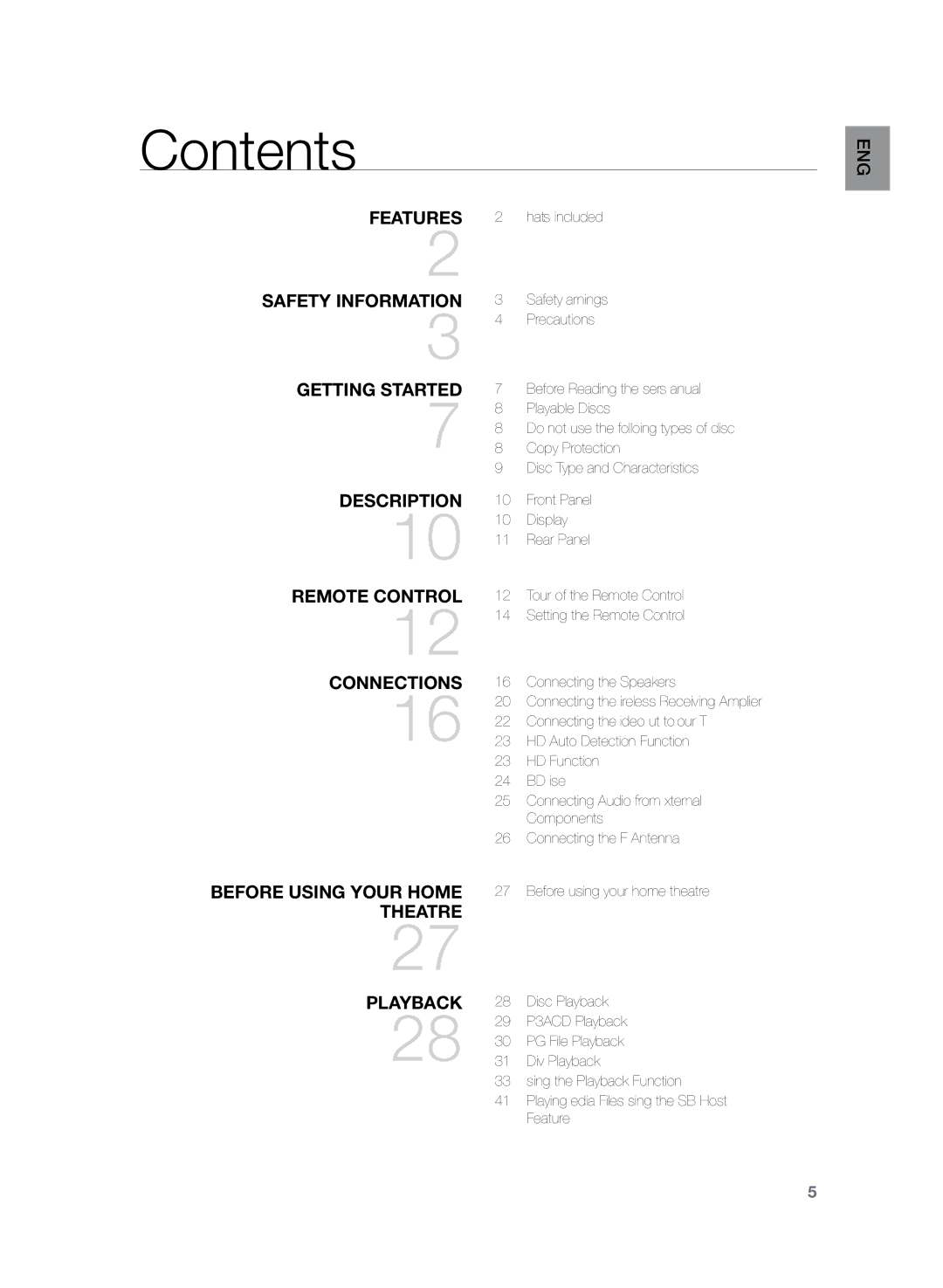 Samsung HT-TZ225, HT-Z220, HT-TZ222 user manual Contents 