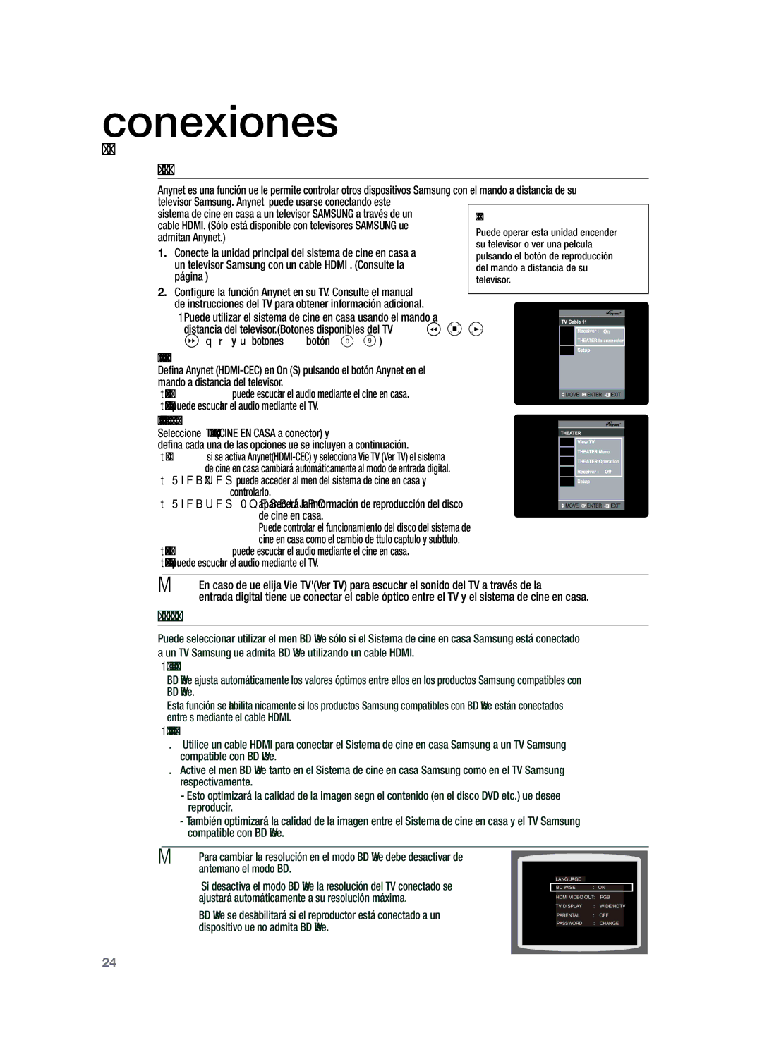 Samsung HT-Z220R/EDC manual Uso de Anynet+HDMI-CEC, Si selecciona el televisor, Si selecciona el sistema de cine en casa 