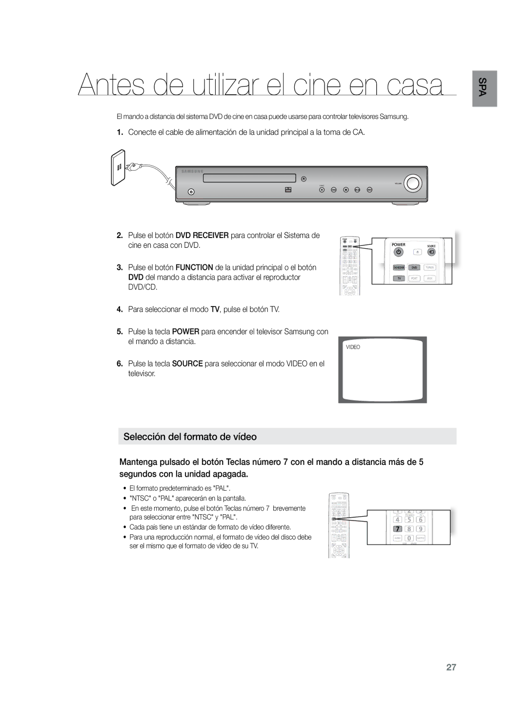 Samsung HT-Z220R/EDC, HT-Z220R/XET, HT-TZ225R/XET manual Antes de utilizar el cine en casa 