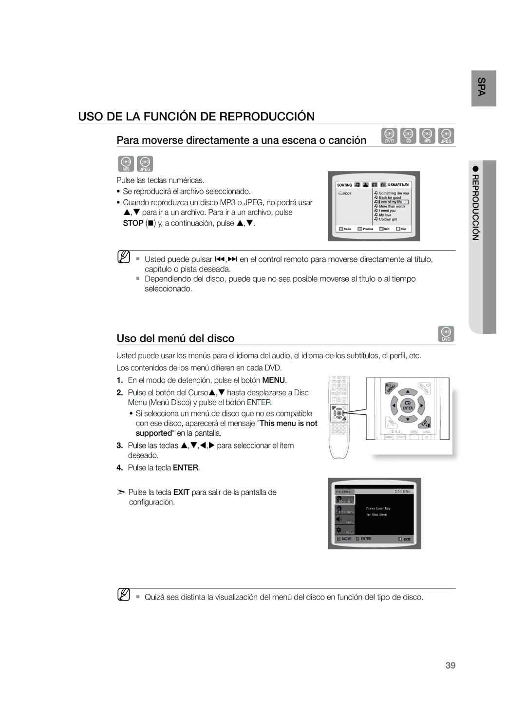 Samsung HT-Z220R/EDC, HT-Z220R/XET, HT-TZ225R/XET manual Uso del menú del disco 