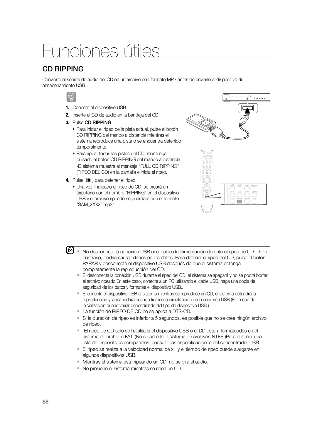 Samsung HT-Z220R/XET, HT-Z220R/EDC, HT-TZ225R/XET manual CD rIPPING 