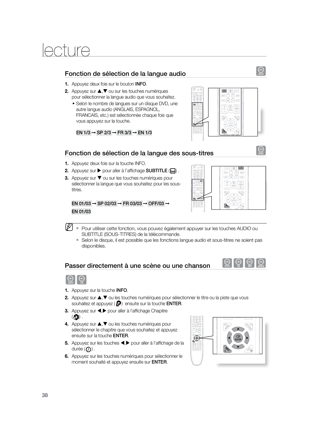 Samsung HT-TZ222R/XEF manual Fonction de sélection de la langue audio, Fonction de sélection de la langue des sous-titres 