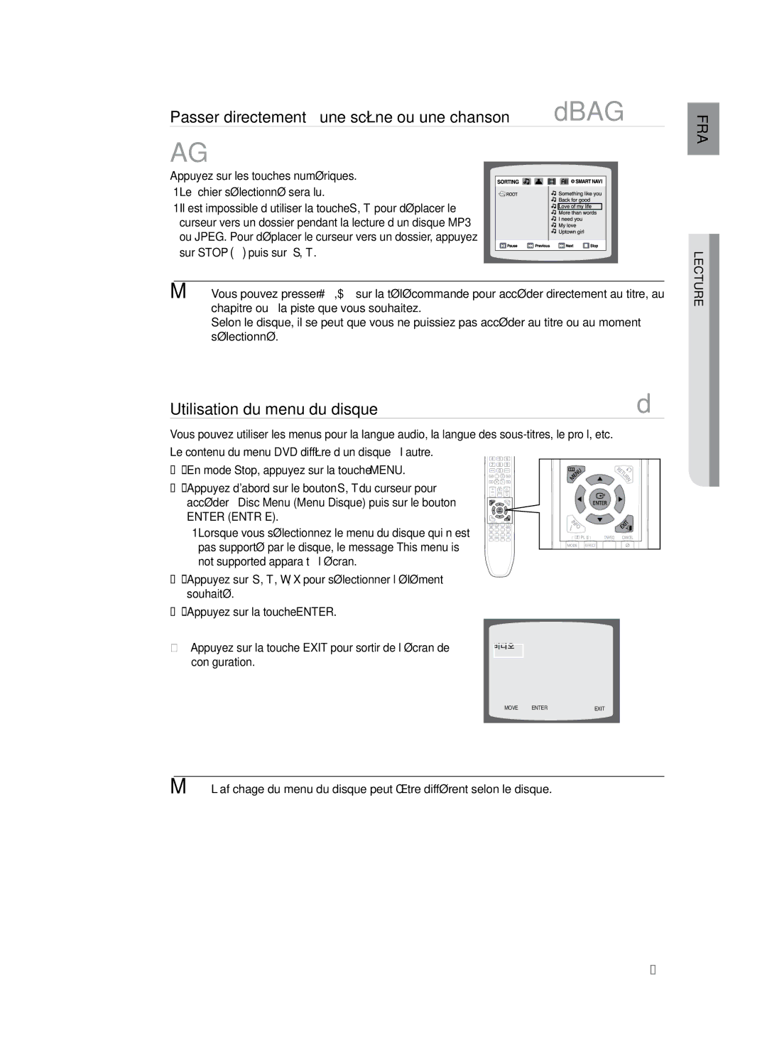 Samsung HT-Z220R/XEF, HT-TZ225R/XEF, HT-TZ222R/XEF manual Utilisation du menu du disque 