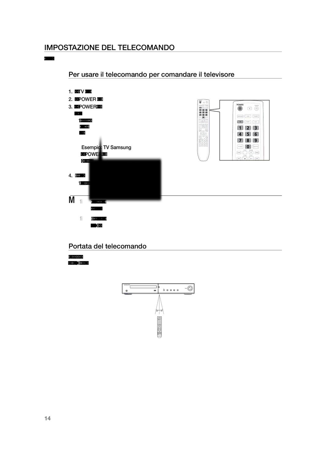 Samsung HT-Z220R/XET manual Per usare il telecomando per comandare il televisore, Portata del telecomando 