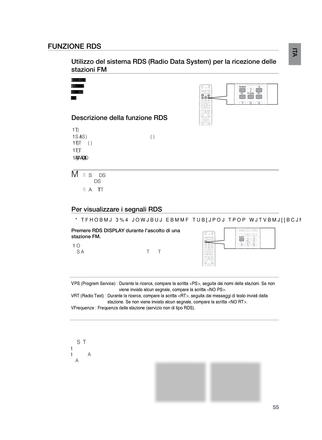 Samsung HT-Z220R/XET manual Funzione RDS, Descrizione della funzione RDS, Per visualizzare i segnali RDS 