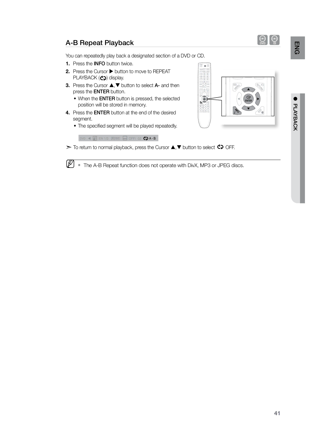 Samsung HT-TZ325T/FMC, HT-Z220T/MEA, HT-TZ325T/SIM, HT-TZ325T/MEA, HT-Z320T/MEA, HT-TZ325R/XER, HT-TZ325T/UMG Repeat Playback 